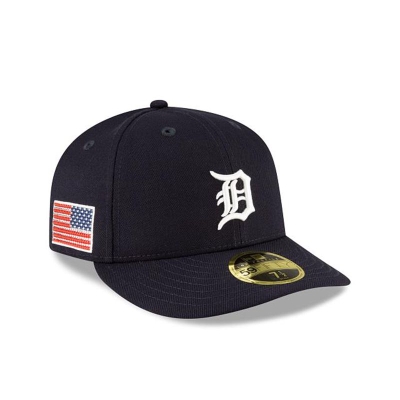 Blue Detroit Tigers Hat - New Era MLB Crystals from Swarovski Flag Low Profile 59FIFTY Fitted Caps USA2103796